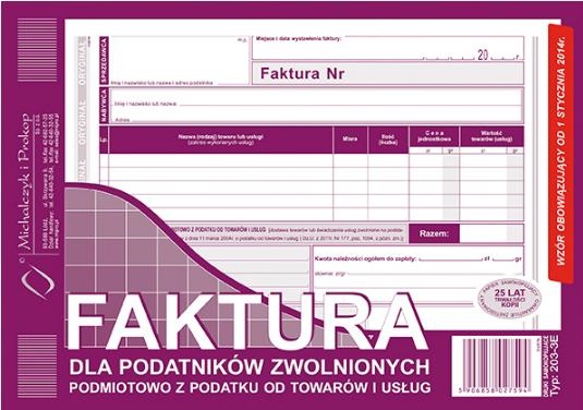 D FAKTURA A5 2SKŁ.ZWOL.VAT  203-3