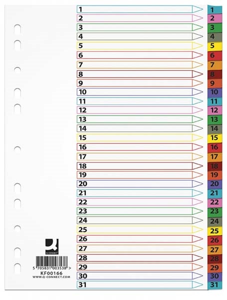 PRZEKŁADKI KARTONOWE Q-CONN.A4 1-31 MYLAR NUM.